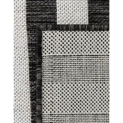 Charcoal Stripe 4' x 6' Synthetic Easy-Care Outdoor Rug