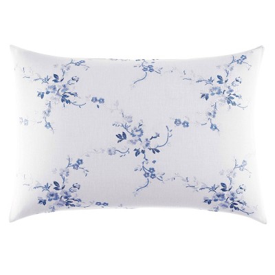 Elegant Charlotte Blue Embroidered Linen-Cotton Throw Pillow