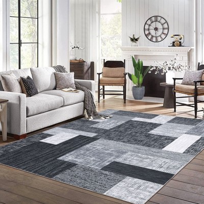 Machine Washable Area Rug Modern Geometric Area Rugs Living Room Non-Slip Low Pile Accent Rug for Dining Room Home Office