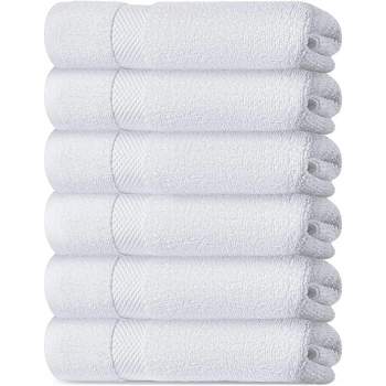 NWT Simply Essential LT. ALLOY/ WHITE 4 Piece HAND Towel Set 100% cotton
