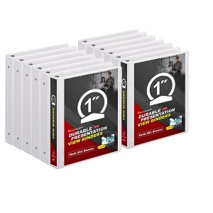 Itopfox Sturdy 3 Ring Binder with Clear View Cover, Round Ring Binder, PVC-Free, 200 Sheets Capacity, Office & School Supplies, Pack of 12 (White) - 1 of 4