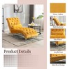 Okak Luxurious Velvet Button Tufted Chaise Lounge Chair with Transparent Feet,Comfy Upholstered Accent Chair for Bedroom,Living Room,Office - 3 of 4
