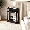 Narrow Side Table with Storage Shelf and Magazine Rack Slim Nightstand for Small Spaces Bathroom Bedside Table for Living Room Bedroom - 2 of 4