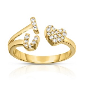 10k Yellow Gold I Love You Heart CZ Women's Ring - 1 of 3