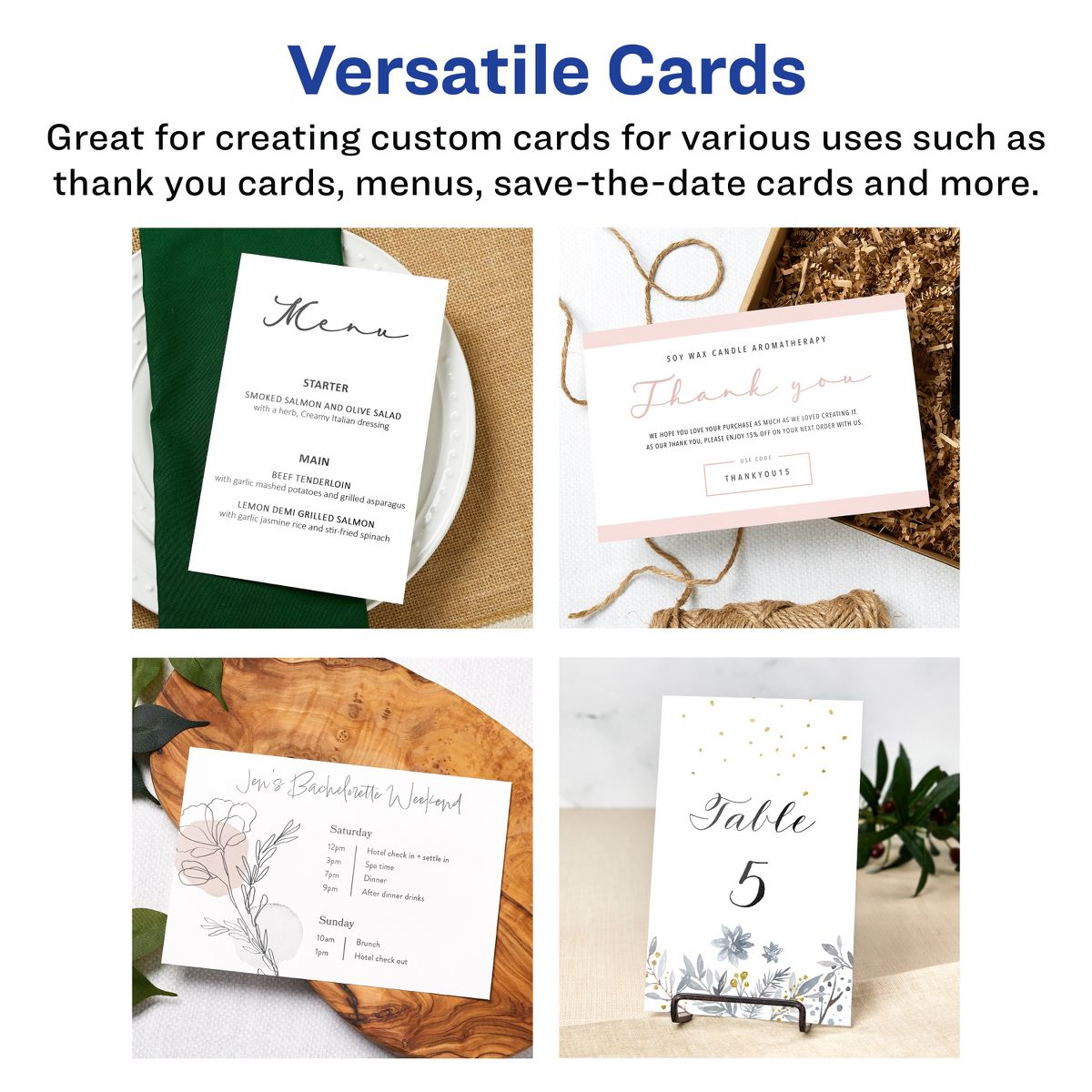 Avery Printable Matte White Cards, 5.5" x 8.5" Rectangle - thumbnail 2
