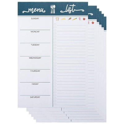 Paper Junkie 6-Pack Weekly Menu Meal Planning & Grocery Shopping Magnetic Notepad for Fridge, 60 Pages, 6 x 9 in