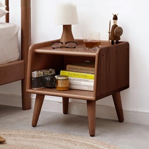 SEVOBAL Nightstands Modern Solid Wood Bedside Cabinet European Beech Storage Cabinet with Open Compartments for Bedroom, Brown, 13.78"*15.75"*15.75" - 1 of 4