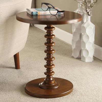 Acton 17" Wide Walnut Round Pedestal Wood Side Table