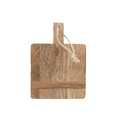 8" x 11" Kaila Small Premium Natural Mango Wood Serving Board Paddle w/ Knotted Jute