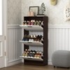 TIRAMISUBEST Shoe Storage Cabinet with 3 White Panel Flip Drawers - Walnut Mobile File Cabinet - 3 of 4