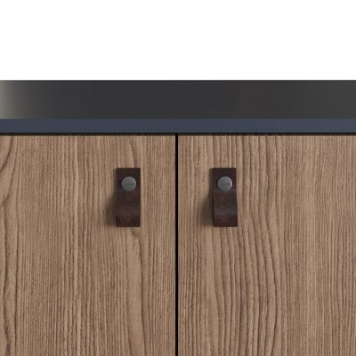 Amber Blue and Natural Eucalyptus Wood Buffet Sideboard