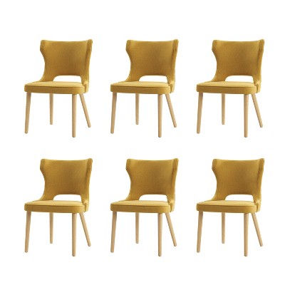 Leticia Mid-century Modern Wingback Dining Chair with Solid Wood Legs Set of 6|ARTFUL LIVING DESIGN