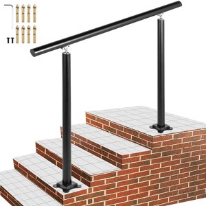 VEVOR Outdoor Stair Railing Kit,4 FT Handrails 1-4 Steps,Adjustable Angle Aluminum Stair Hand Rail for The Elderly, Handrails for Outdoor Steps,Black - 1 of 4