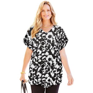 Catherines Women's Plus Size Dolman Sleeve Georgette Top - 1 of 4