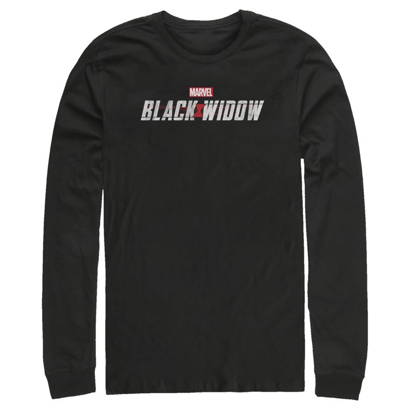 Men's Marvel Black Widow Movie Logo Long Sleeve Shirt, 1 of 4