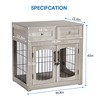 Dog Crate Furniture with Cushion,Wooden Dog Kennels Indoor with 2 Drawers,Dog Furniture Crate End Table with Storage - 3 of 4