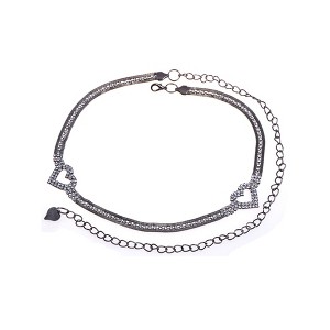 Anna-Kaci Women's Crystal Heart Accent Waist Chain Adjustable Belly Jewelry - Silver - 1 of 4