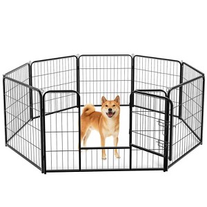 JIONJOY 8 Panel Heavy Duty Dog Exercise Pen | Black - 1 of 4
