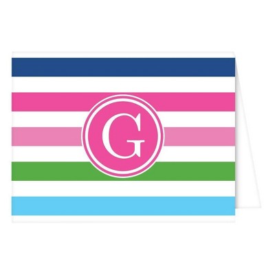 10ct Folded Notes - Preppy Stripe Monogram - G