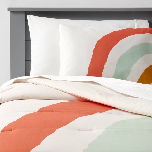 Full/Queen Placed Rainbow Print Kids' Comforter Set - Pillowfort™