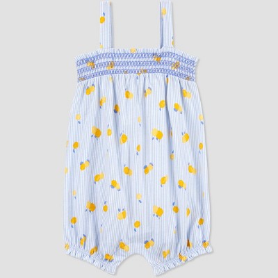 Carter's Just One You® Baby Girls' Striped Lemon Romper - Blue 3M