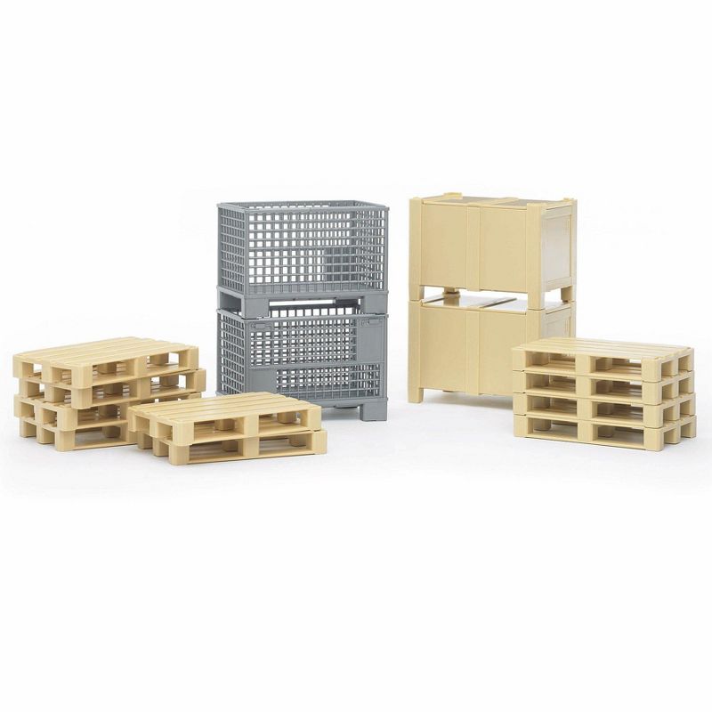Bruder Logistics Set with Pallets, Warehouse and Trailer Bins, and Forklift Crates, 14 Piece Set, 1 of 4