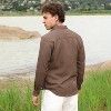 Campus Sutra Men Men's Mocha Brown Self-Design Striped Shirt - 4 of 4