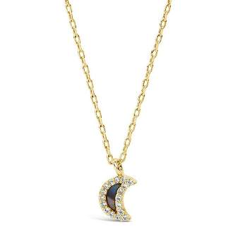 SHINE by Sterling Forever Sterling Silver CZ & Shell Moon Pendant Necklace