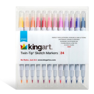 KINGART Twin-Tip Sketch Pens 24 Colors