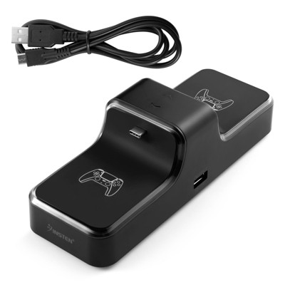 Insten Charging Station for PS5 Controller - Dual Charger & Dock with LED Indicator for Sony Playstation 5, Gaming Accessories, Black