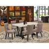 HomeStock 7-Pc Rectangle Natural Oak Finish Solid Wood Top Dining Table with 6 Chairs - 2 of 4