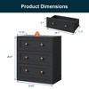 Heynemo 3-Drawer Nightstand, Spacious Bedside Table with Gold Round Knobs, Modern Wooden End Table, Accent Chest of Drawers for Bedroom - 4 of 4