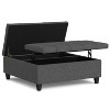 Vynxaria Transitional Large Square Coffee Table Storage Ottoman Lift-Up Top, Child Safety Hinge, Slate Grey Linen Fabric, 40"D×40"W×16.5"H - 2 of 4