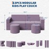Kids Couch for Building Fort Toy,13pcs DIY Toddler Sofa,Velvet Toddler Futon Sofa Bed for Playroom, Bedroom,Grey - 3 of 4