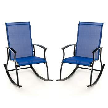 Costway 2/4 PCS Outdoor Rocking Chairs with Breathable Backrest Smooth Safe Rocking Design