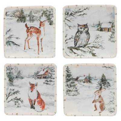Certified International Set of 4 Winter's Frost Canape Plates