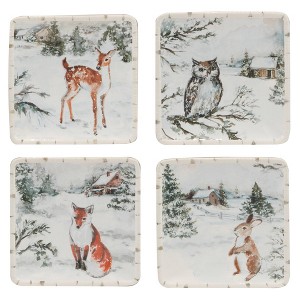 Certified International Set of 4 Winter's Frost Canape Plates - 1 of 4