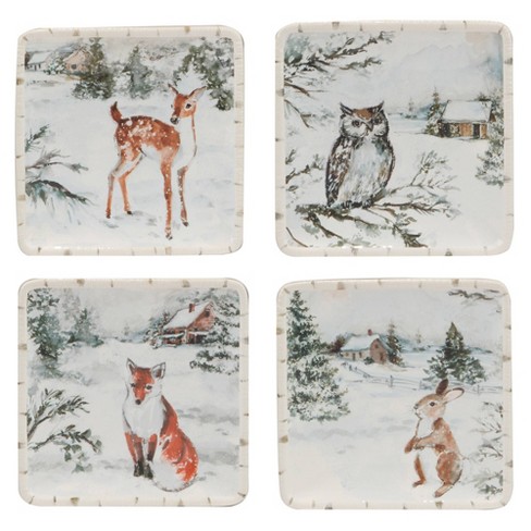 Certified International Set of 4 Winter's Frost Canape Plates - image 1 of 4