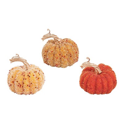 Gallerie II Glittery Pumpkin Figure Small, Set of 3