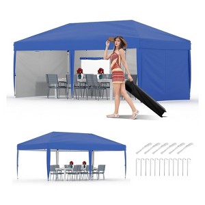 10x20 Heavy Duty Pop Up Canopy with 4 Sidewalls, Portable Roller Bag, Adjustable Height, Weight Bags, Stakes & Guy Ropes Included - 1 of 4