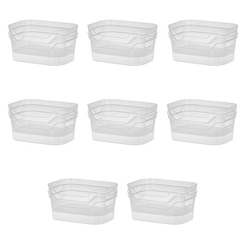 Sterilite 9.5 x 6.5 x 4 Inch Small Open Scoop Front Clear Storage Bin with  Comfortable Carry Through Handles for Household Organization (48 Pack) in  2023