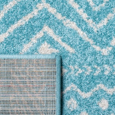 Turquoise and Ivory Hand-knotted Synthetic 8' x 10' Area Rug