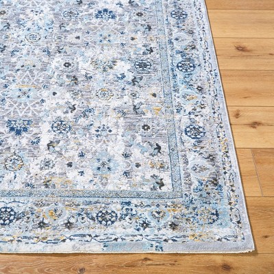 Takeysha Ivory and Navy Traditional Wool Area Rug 7'10" x 10'3"