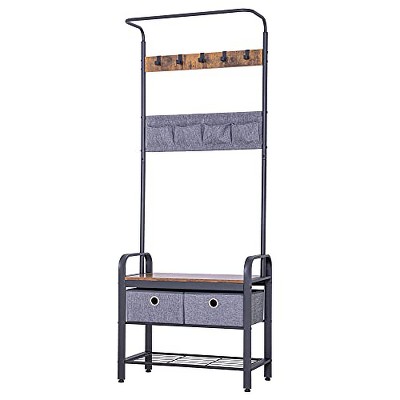 Sunnyglade Vintage Coat Rack 3 in 1 Hall Tree Entryway Coat Rack,Wood Look Accent Furniture