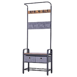 Sunnyglade Vintage Coat Rack 3 in 1 Hall Tree Entryway Coat Rack,Wood Look Accent Furniture - 1 of 1