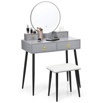 Costway Vanity Set Makeup Dressing Table W/flip Top Mirror Hooks Shelves :  Target