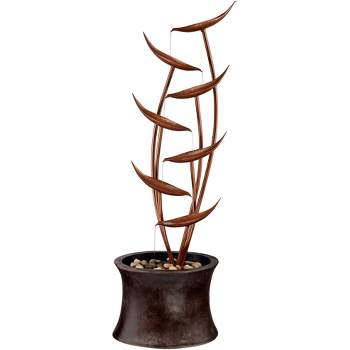John Timberland Tiered Copper Leaves Modern Cascading Tiered Leaves Outdoor Floor Water Fountain 41" for Yard Garden Patio Deck Porch Balcony Roof