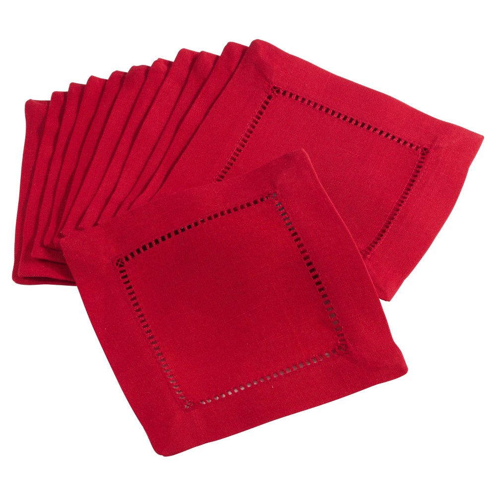 Photos - Other Accessories 12pk 6"x6" Rochester Dinner Napkin Red - Saro Lifestyle