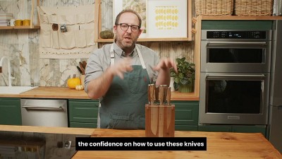 Bonded Ash 7-Piece Knife Block Set with German Stainless Steel Blades