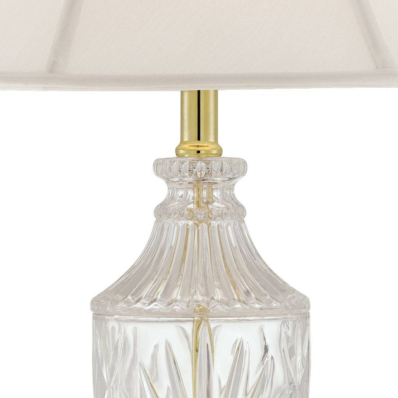 Regency Hill Traditional Table Lamp 26.5" High Cut Glass Urn Brass White Cream Bell Shade for Living Room Family Bedroom Bedside Nightstand, 3 of 7